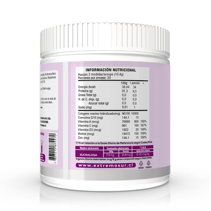 Beauty FULL (péptidos de colágeno marino + Q10 + Vit A, C, D3, BIOTINA, ZINC) Sabor berries 300g